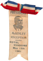 McKINLEY TWO “RECEPTION” RIBBONS – ONE WITH PHOTO, ONE FOR CALIFORNIA VISIT.