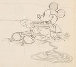 ON ICE FINISHED PRELIMINARY ART FOR MOVIE STILL FEATURING MICKEY MOUSE AND GOOFY.