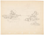 ON ICE FINISHED PRELIMINARY ART FOR MOVIE STILL FEATURING MICKEY MOUSE AND GOOFY.