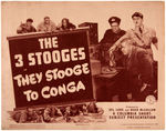 THE 3 STOOGES "THEY STOOGE TO CONGA" TITLE CARD WITH CLASSIC AXIS CHARACTER DEPICTIONS.