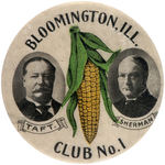 RARE TAFT/SHERMAN JUGATE BUTTON FEATURING EAR OF CORN.