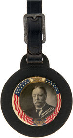 "WM. H. TAFT FOR PRESIDENT" 1.25" CELLULOID ON FIBER BOARD WATCH FOB.