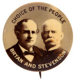 RARE "CHOICE OF THE PEOPLE/BRYAN & STEVENSON" JUGATE WITH UNIQUE BACK PAPER.