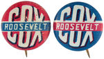 “COX/ROOSEVELT” MATCHED PAIR OF LITHO 1920 NAME BUTTONS.