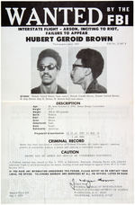 HUBERT GEROID BROWN (H. RAP BROWN) “WANTED BY THE FBI” POSTER.