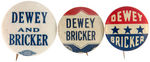 “DEWEY/BRICKER” SEVEN NAME BUTTONS FROM 1944.