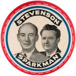 “STEVENSON/SPARKMAN” 1952 LARGE GRAPHIC JUGATE BUTTON.