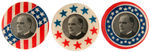 McKINLEY SIX CLASSIC PORTRAIT BUTTONS BY BALDWIN & GLEASON PLUS A CLOTH COVERED RARITY.