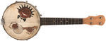 "JO JO" BLACK AMERICANA FOLK ART BANJO WITH CASE.