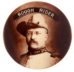 GORGEOUS SEPIA REAL PHOTO ROOSEVELT "ROUGH RIDER" BUTTON FROM VICE-PRESIDENTIAL 1900 CAMPAIGN.