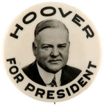 “HOOVER FOR PRESIDENT” SCARCE REAL PHOTO BUTTON.