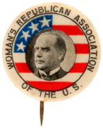 WOMEN'S EARLY POLITICAL GROUP 1896 BUTTON:  "WOMAN'S REPUBLICAN ASSOCIATION OF THE U.S."