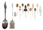 ROUND OAK STOVES/DOE-WAH-JACK/WORLD'S FAIR ADVERTISING SPOONS & STICKPIN LOT.