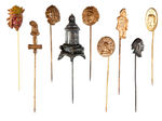 ROUND OAK STOVES/DOE-WAH-JACK/WORLD'S FAIR ADVERTISING SPOONS & STICKPIN LOT.