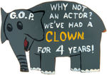 PRO REAGAN "WHY NOT AN ACTOR?" 1980 LARGE HAND-MADE ELEPHANT PIN.