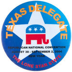 TWO DELEGATE BUTTONS AND ELECTRONIC LOCALS BUTTON FROM 2004 GOP CONVENTION.