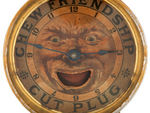 "CHEW FRIENDSHIP CUT PLUG" ANIMATED TOBACCO ADVERTISING CLOCK.