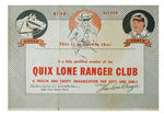 "QUIX LONE RANGER CLUB OFFICIAL HANDBOOK."