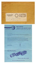 LONE RANGER SAFETY CLUB/MERITA BREAD/DELL COMICS ACTION CARD SET WITH LETTER AND ENVELOPE.