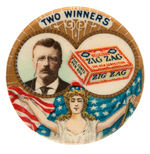 "TWO WINNERS" JUGATE COMPRISED OF ROOSEVELT PHOTO AND PACKAGE OF "ZIG ZAG" CONFECTION.