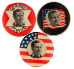 BRYAN TRIO OF 1896 LAPEL STUDS.