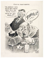 JOHN KENNEDY AND MEDICARE PAIR OF C. SUMMER 1962 ORIGINAL CARTOONS.