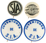 INTERNATIONAL ANTI-FASCIST SOLIDARITY GROUP OF FOUR RARE SPANISH CIVIL WAR BUTTONS.