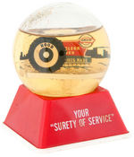 "HOOD TIRES/SKELLY GAS" SNOWGLOBE PAPERWEIGHT.