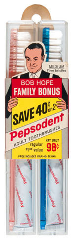 "BOB HOPE FAMILY BONUS - PEPSODENT TOOTHBRUSHES" PACKAGE.