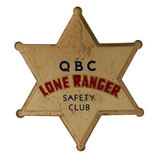 FOUR "LONE RANGER SAFETY CLUB" STAR BADGES WITH THREE UNLISTED IN HAKE.