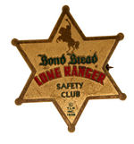 FOUR "LONE RANGER SAFETY CLUB" STAR BADGES WITH THREE UNLISTED IN HAKE.