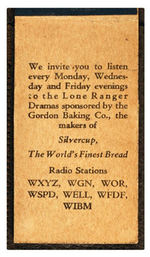 LONE RANGER RADIO SHOW "SILVERCUP BREAD" BOOKLETS/TROPHY/BREAD WRAPPER.