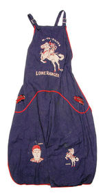 LONE RANGER BIB OVERALLS WITH TWO RELATED PHOTOS.