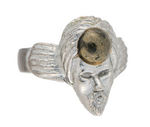 GENIE FIGURAL HEAD RING WITH GLASS DOME IN TURBAN.