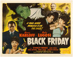 BORIS KARLOFF & BELA LUGOSI "BLACK FRIDAY" HALF-SHEET MOVIE POSTER.