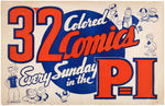 PITTSBURGH INTELLIGENCER NEWSPAPER SUNDAY COMIC STRIPS PROMO SIGN WITH POPEYE & OTHERS.