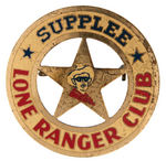 "SUPPLEE LONE RANGER CLUB" 1938 MEMBER'S BADGE.