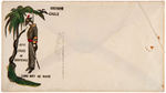 “JEFF. DAVIS IN SUSPENSE” ENVELOPE WITH HIM HANGING FROM PALM TREE ACCENTED BY SNAKE AND PELICAN.