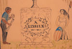 LINCOLN MEMORIAL TRIBUTE FOLK ART INK AND WATER COLOR ILLUSTRATION C. 1865.