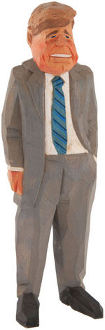 JOHN KENNEDY HAND-CARVED AND PAINTED EARLY 1960s WOOD FIGURE.