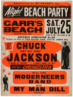 "NIGHT BEACH PARTY" CONCERT POSTER FEATURING CHUCK JACKSON.