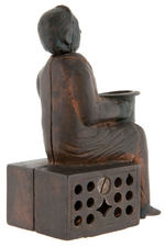 PEG-LEG BEGGAR CAST IRON MECHANICAL BANK - BLACK FACE VARIETY.