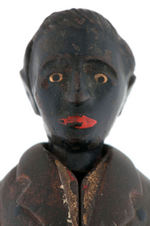 PEG-LEG BEGGAR CAST IRON MECHANICAL BANK - BLACK FACE VARIETY.