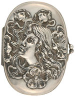 "STERLING SILVER ART NOUVEAU SOAP DISH WITH PRETTY GIRL".