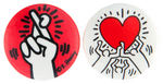 KEITH HARING GROUP OF SEVEN ORIGINAL ISSUE BUTTONS.