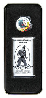DARK HORSE COMICS "CLASSIC COMIC CHARACTER" STATUE/BUTTON TINS NEAR SET.