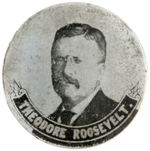 "THEODORE ROOSEVELT" RARE BUTTON WITH HIS IMAGE PRINTED ON ALUMINUM.