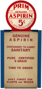 "PRIM GENUINE ASPIRIN" STORE COUNTER DISPLAY WITH PRODUCT.