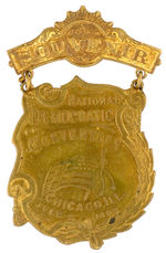 RARE 1896 DEMOCRATIC CONVENTION BADGE WHICH CONCLUDED WITH BRYAN'S NOMINATION.