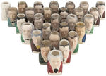 GROUP OF 32 GLAZED AND UNGLAZED CERAMIC PRESIDENTIAL TOBY MUGS.